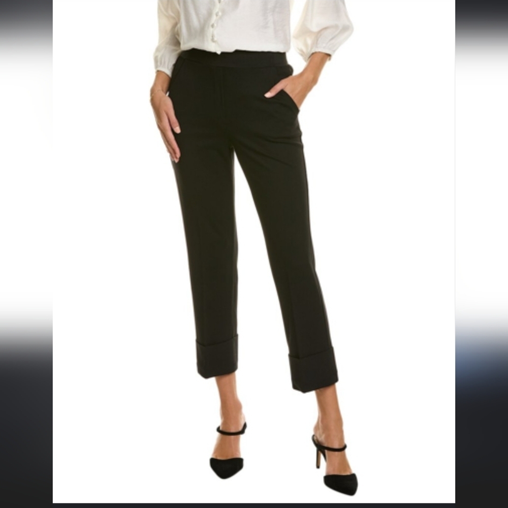 Laundry By Shelli Segal LA Jacquard Black Ankle Pants Cropped Office Luxury